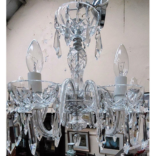 578 - Pair of Waterford Cut Glass 6 Branch Chandeliers - C. 50cm H x 60cm W