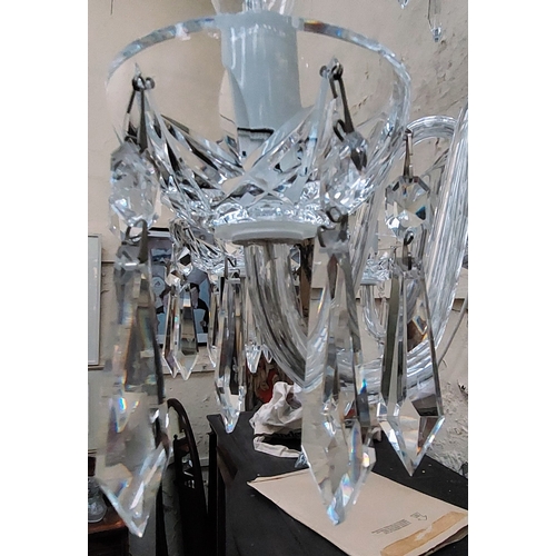 578 - Pair of Waterford Cut Glass 6 Branch Chandeliers - C. 50cm H x 60cm W