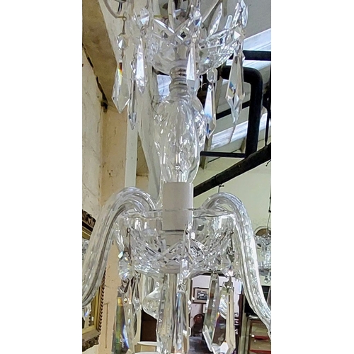 578 - Pair of Waterford Cut Glass 6 Branch Chandeliers - C. 50cm H x 60cm W