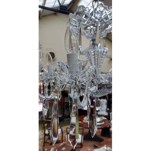 579 - Pair of Waterford Cut Glass 6 Branch Chandeliers - C. 45cm H x 60cm W