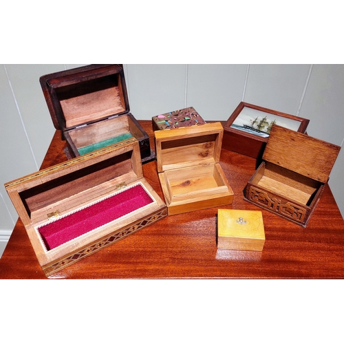 106 - Collection of Carved Wooden & Marquetry Boxes