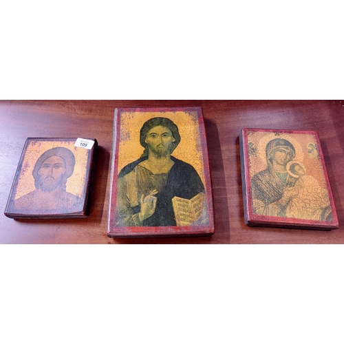 109 - 3 Wooden Russian Icons