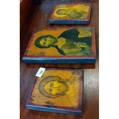 109 - 3 Wooden Russian Icons