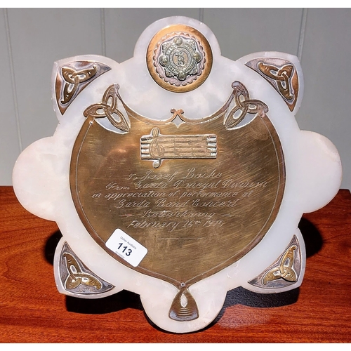 113 - Josef Locke Marble and Brass Presentation Plaque from the Letterkenny Garda Band Concert Feb 28th 19... 