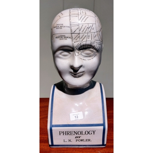 12 - Ceramic Phrenology Head - C. 43cm H