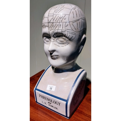 12 - Ceramic Phrenology Head - C. 43cm H