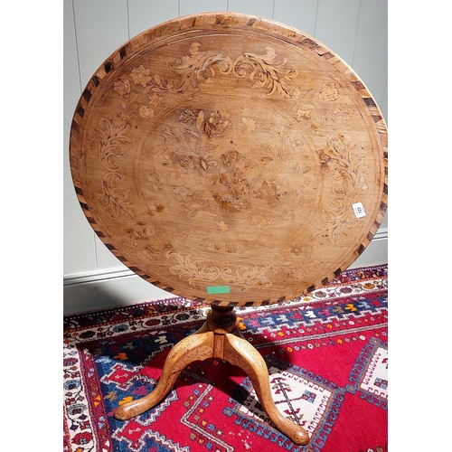 122 - Marquetry Circular Pod Base Occasional Table with Tip Up Top - C. 75cm W x 72cm H