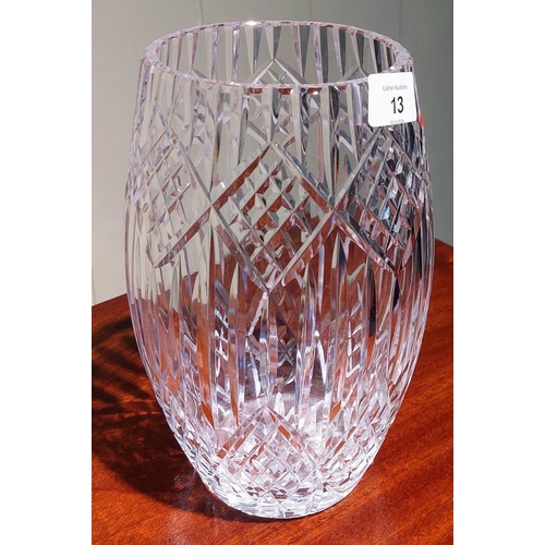 13 - Cut Glass Vase - C. 25cm H x 14cm W