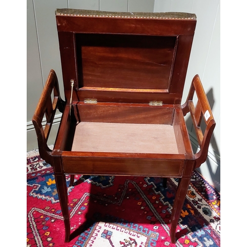 130 - Edwardian Inlaid Mahogany Lift Top Stool