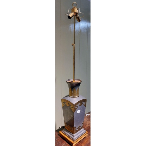 143 - Polished Brass and Tin Table Lamp - C. 106cm H