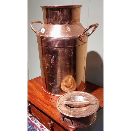 148 - Copper 5 Gallon Milk Can - C. 49cm H