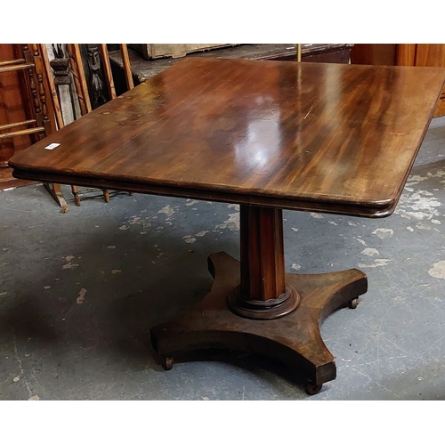 154 - Regency Mahogany Column Base Tip-Up Breakfast Table - C. 106cm W x 89cm D x 73cm H