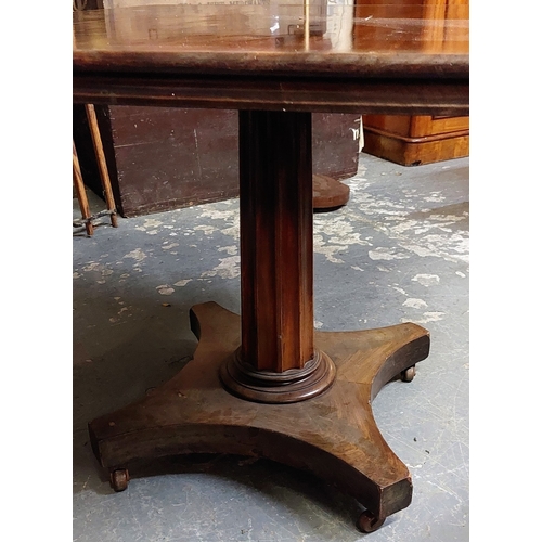 154 - Regency Mahogany Column Base Tip-Up Breakfast Table - C. 106cm W x 89cm D x 73cm H