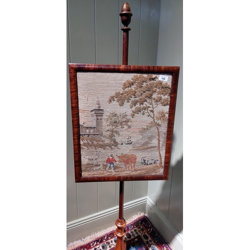 166 - Victorian Mahogany Tapestry Pole Screen