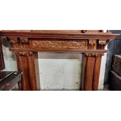 169 - Highly Carved Decorative Wooden Fireplace Surround - C. 204cm W x 45cm D x 226cm H