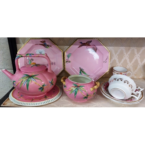 18 - Lot of Victorian Pinkware China  inc Teapot & Stand