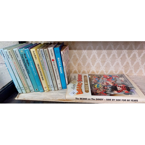 21 - Shelf Lot of Enid Blyton Books plus The Beano and The Dandy Side by Side for 60 Years