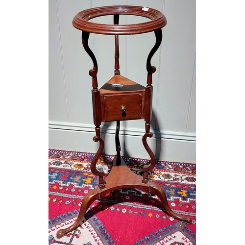 24 - Mahogany 3-Tier Wig Stand - C. 79cm H