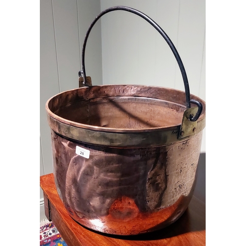 28 - Fine-Very Large Copper Pan with Handle - C. 46cm W x 32cm H