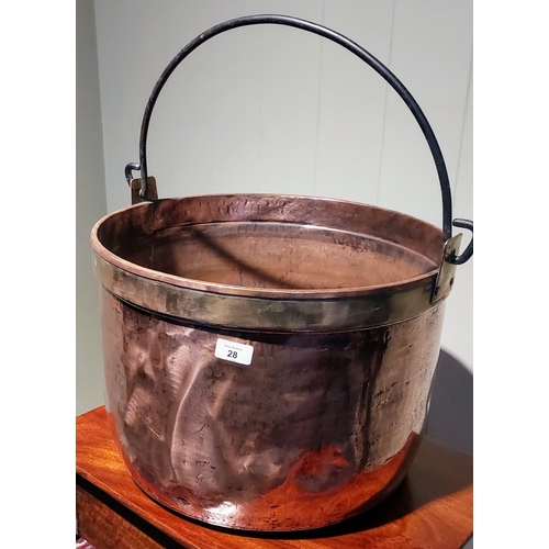 28 - Fine-Very Large Copper Pan with Handle - C. 46cm W x 32cm H