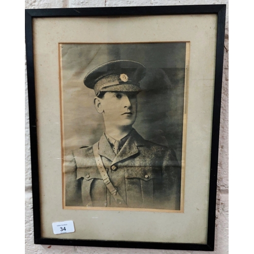 34 - Framed Print of Michael Collins - C. 40cm x 32cm