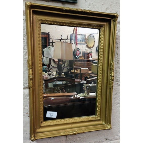 35 - Neat Size Gilt Frame Mirror - C 45cm x 33cm