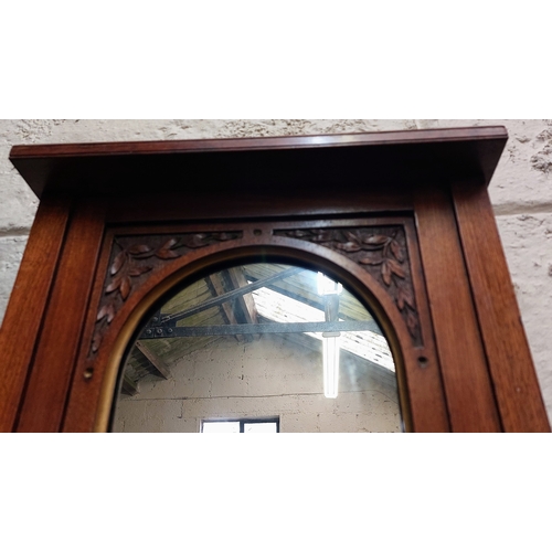 42 - Carved Mahogany Shelved Mirror - C. 37cm W x 99cm H