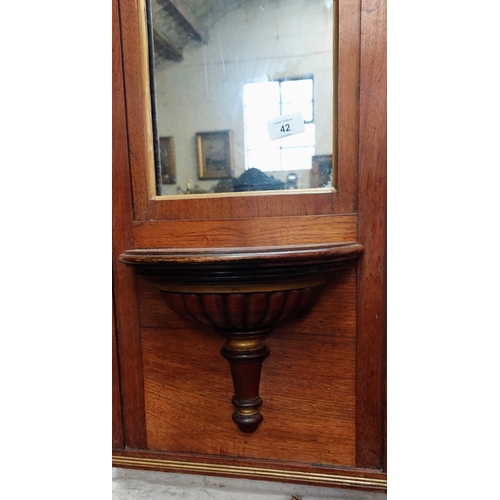 42 - Carved Mahogany Shelved Mirror - C. 37cm W x 99cm H