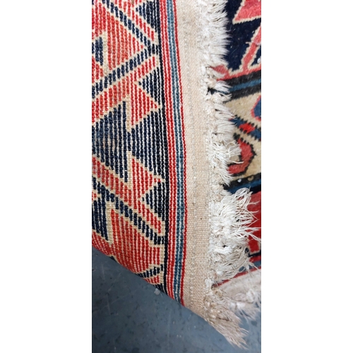 44 - Red and Cream Floor Rug - C. 210cm x 133cm