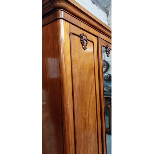 59 - Victorian Mahogany Triple Door Wardrobe, with Central Mirror Door and Pull Out Shelving - C. 183cm W... 