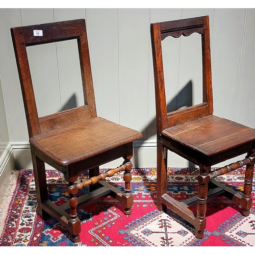 60 - Pair of Antique Oak Country Chairs