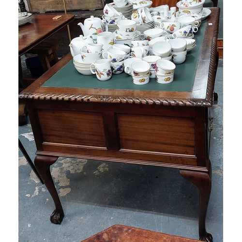 62 - Mahogany Chippendale Style Writing Desk with Leather Top - C. 143cm W x 80cm D