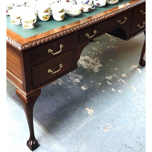 62 - Mahogany Chippendale Style Writing Desk with Leather Top - C. 143cm W x 80cm D