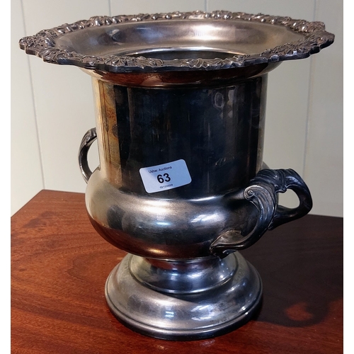 63 - Large Silver Plate Ice Bucket and Large Silver Plate Serving Tray