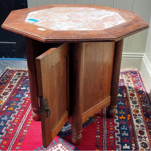 65 - Arts and Crafts Marble Top Locker / Table - C. 70cm W x 64cm H