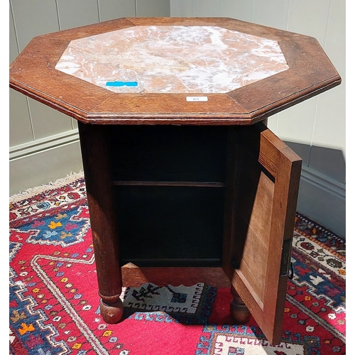 65 - Arts and Crafts Marble Top Locker / Table - C. 70cm W x 64cm H