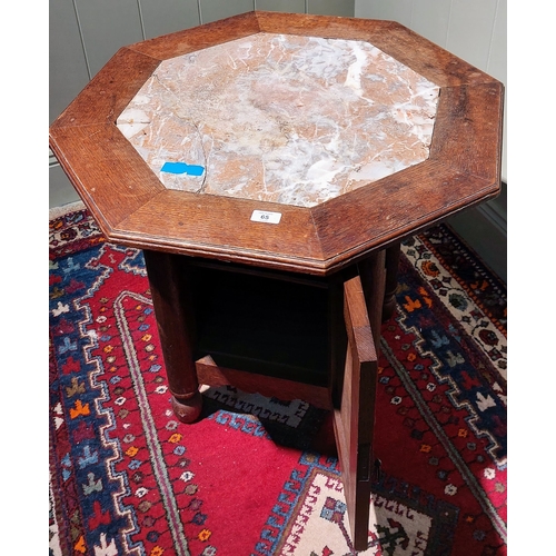 65 - Arts and Crafts Marble Top Locker / Table - C. 70cm W x 64cm H