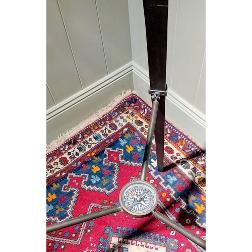 67 - Mahogany and Brass Tripod Stand with Compass on Stretcher - C. 149cm H