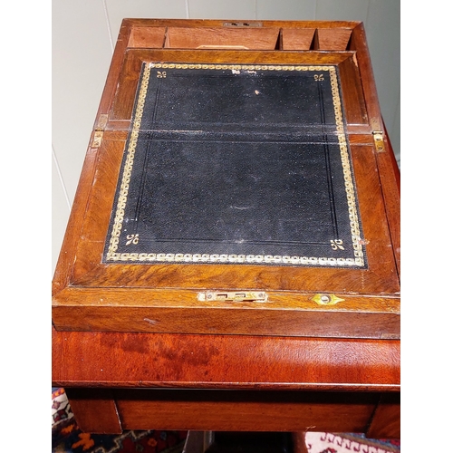 73 - Fitted Brass Bound Mahogany Writing Slope with Gilt Tooled Leather Top