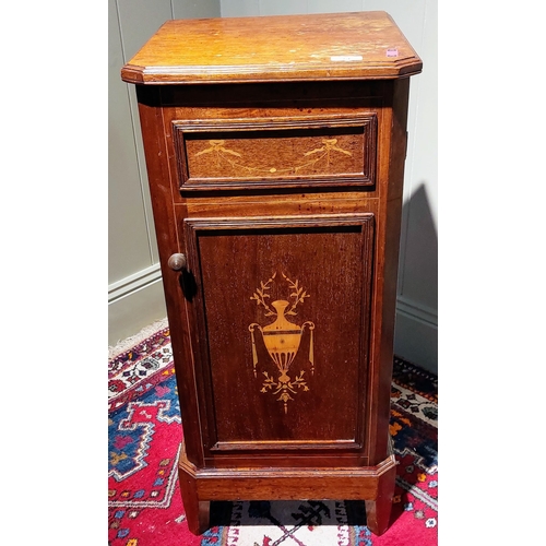 74 - Inlaid Mahogany Locker with Drawer - C. 38cm W x 86cm H