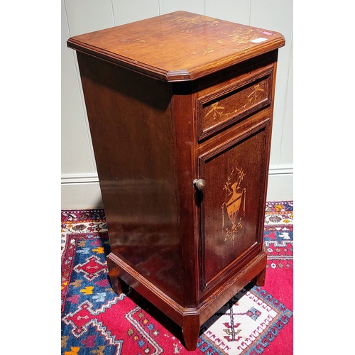 74 - Inlaid Mahogany Locker with Drawer - C. 38cm W x 86cm H