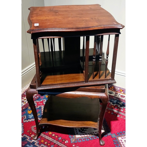 76 - Neat Edwardian Mahogany Revolving Top Bookcase - C. 38cm W x 82cm H