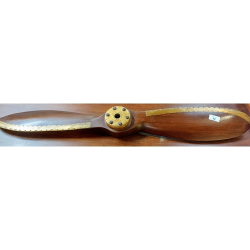 82 - Mahogany and Brass Aeroplane Propeller - C. 100cm W