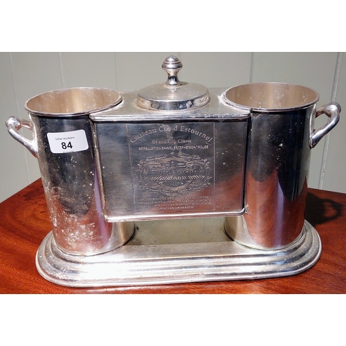 84 - Silver Plate Wine Bottle Holder with Centre Ice Container