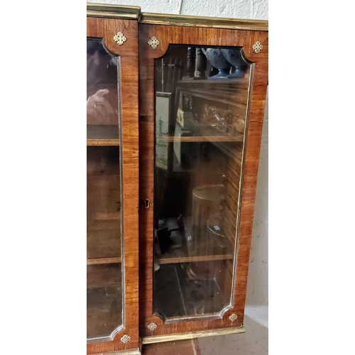 174 - Regency Mahogany Breakfront Wall Cabinet with Brass Rail - C. 124cm W x 21cm D x 72cm H