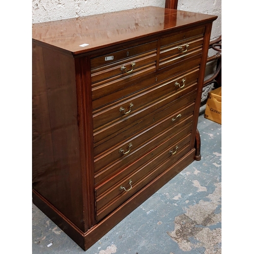 220 - Mahogany Chest of Drawers - 2 Over 3 Drawer with Brass Handles - C. 104cm W x 50cm D x 100cm H