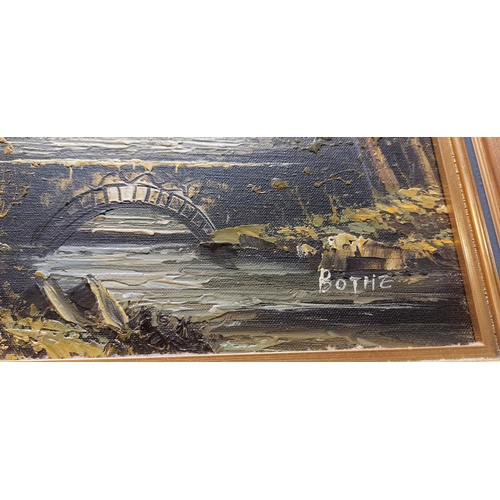 221 - Framed Oil on Canvas River Scene - Signed Bothe - 40cm W x 29cm H