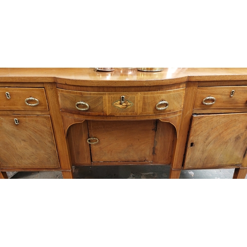 230 - Mahogany Gallery Back Bow Front Sideboard with Shell Inlay by Butler Dublin - C. 142cm W x 49cm D x ... 