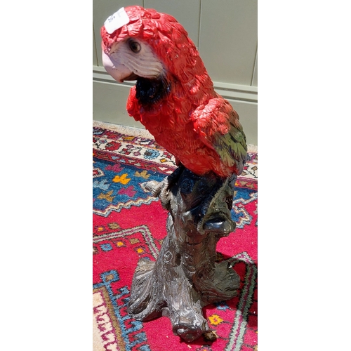 236 - Cast Metal Painted Parrot - C. 46cm H