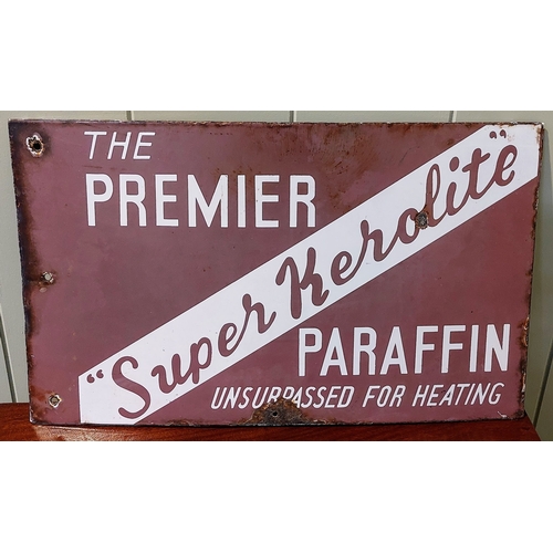 261 - Super Kerolite Paraffin Double-Sided Enamel Advertising Sign - C. 51cm W x 31cm H